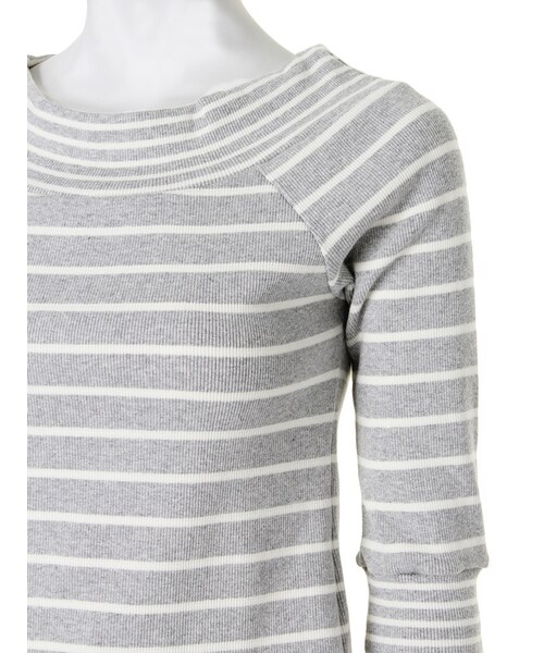 MERCURYDUO（マーキュリーデュオ）の「【DUO】MIXボーダーオフショルTOPS（トップス・レディース・オフホワイト/ライトグレー/ブラック/ネイビー・F）」の10枚目の写真