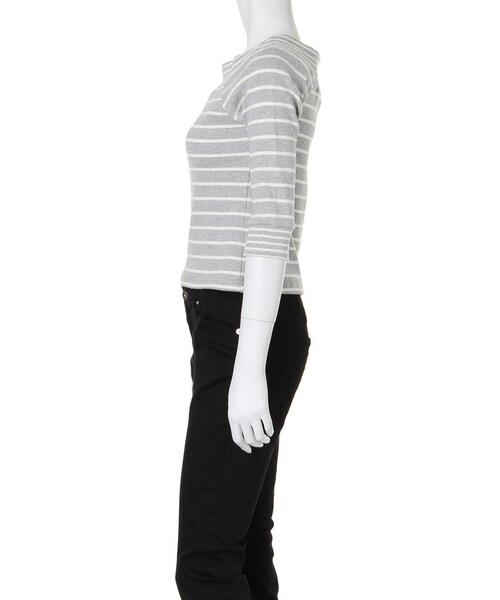 MERCURYDUO（マーキュリーデュオ）の「【DUO】MIXボーダーオフショルTOPS（トップス・レディース・オフホワイト/ライトグレー/ブラック/ネイビー・F）」の7枚目の写真