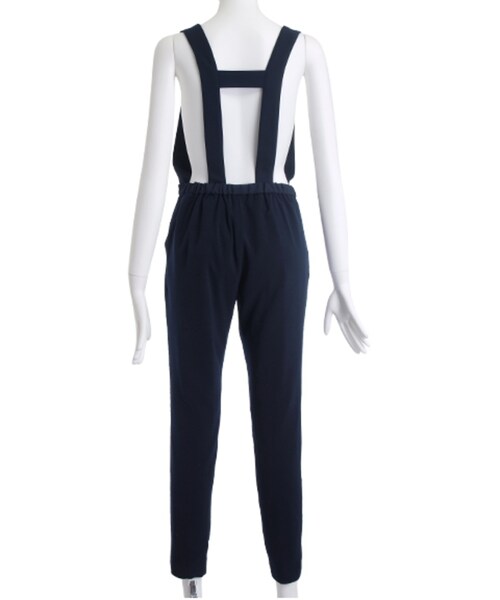 MERCURYDUO(マーキュリーデュオ)の「LUX ロングテーパードサロペット(オールインワン・サロペット・レディース・ブラック/ネイビー/キャメル・S/M)」の6枚目の写真