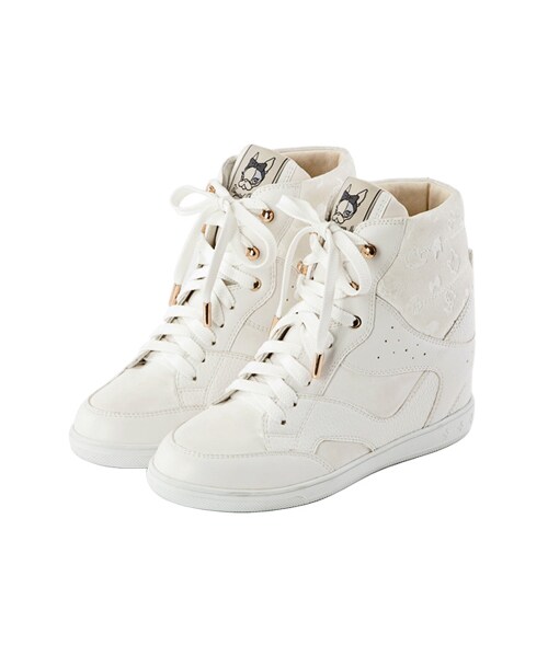 gracegift(グレースギフト)の「金屬釦綁帶內增高印花休閒鞋(シューズ・レディース・銀/粉紅/深藍/白/酒紅/黑・35/36/37/38/39/40/41)」の2枚目の写真