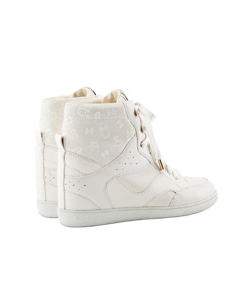 gracegift(グレースギフト)の「金屬釦綁帶內增高印花休閒鞋(シューズ・レディース・銀/粉紅/深藍/白/酒紅/黑・35/36/37/38/39/40/41)」の5枚目の写真