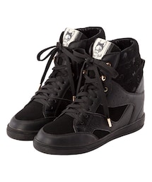 gracegift | 金屬釦綁帶內增高印花休閒鞋(シューズ)