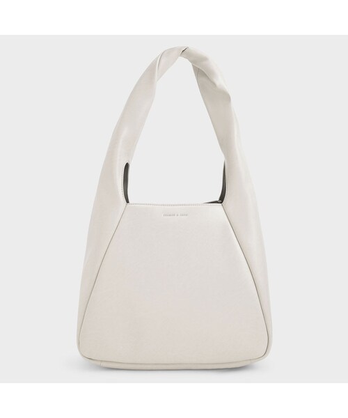 【2021 WINTER 新作】ツイストハンドル ラージホーボーバッグ / Twist Handle Large Hobo Bag （LightGrey）