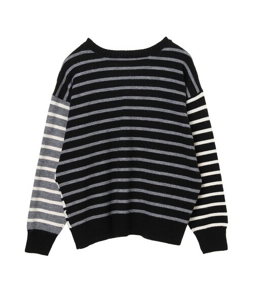 YECCA VECCA(イェッカヴェッカ)の「・2way配色ボーダーニット(トップス・アイボリー/ブラック・F)」の3枚目の写真