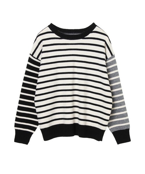 YECCA VECCA(イェッカヴェッカ)の「・2way配色ボーダーニット(トップス・アイボリー/ブラック・F)」の2枚目の写真
