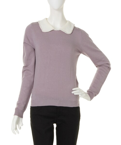 merry jenny（メリージェニー）の「【girly】ステッチカラーニット（トップス・レディース・ブラック/レッド/ラベンダー・F）」の2枚目の写真