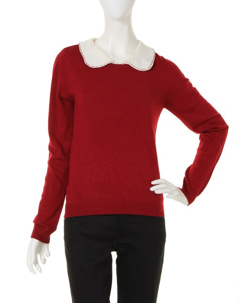 merry jenny（メリージェニー）の「【girly】ステッチカラーニット（トップス・レディース・ブラック/レッド/ラベンダー・F）」の3枚目の写真