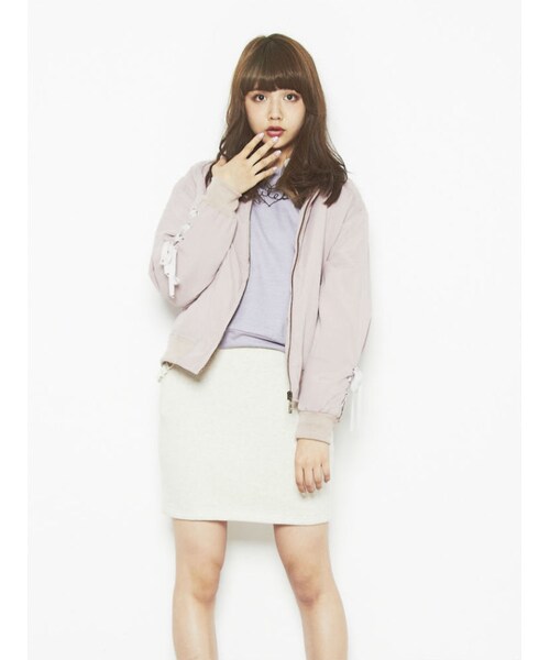 merry jenny（メリージェニー）の「【casual】スリーブレースアップブルゾン（ジャケット/アウター・レディース・ブラック/レッド/ピンク・F）」の7枚目の写真