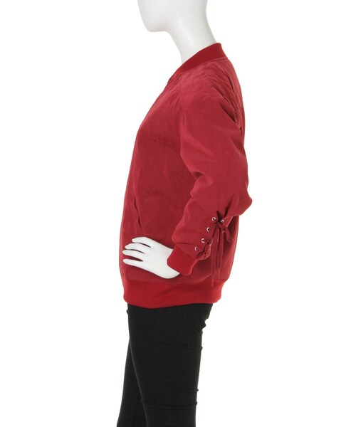 merry jenny（メリージェニー）の「【casual】スリーブレースアップブルゾン（ジャケット/アウター・レディース・ブラック/レッド/ピンク・F）」の8枚目の写真