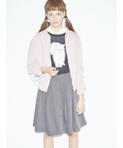 merry jenny（メリージェニー）の「【casual】スリーブレースアップブルゾン（ジャケット/アウター・レディース・ブラック/レッド/ピンク・F）」の4枚目の写真