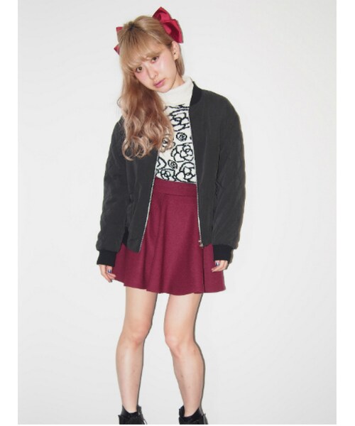 merry jenny（メリージェニー）の「ピーチレースアップブルゾン（ジャケット/アウター・レディース・ブラック/ピンク/ブルー・F）」の5枚目の写真