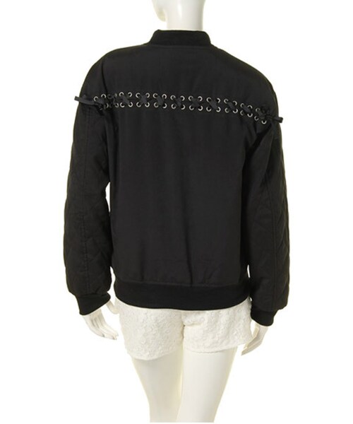 merry jenny（メリージェニー）の「ピーチレースアップブルゾン（ジャケット/アウター・レディース・ブラック/ピンク/ブルー・F）」の6枚目の写真