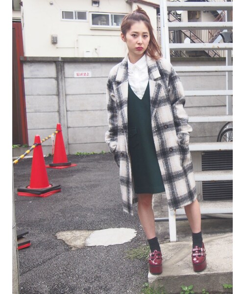 merry jenny（メリージェニー）の「【casual】チェックチェスターコート（ジャケット/アウター・レディース・ブラック/レッド/ブルー・F）」の4枚目の写真