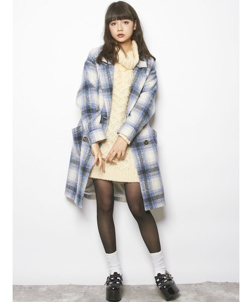 merry jenny（メリージェニー）の「【casual】チェックチェスターコート（ジャケット/アウター・レディース・ブラック/レッド/ブルー・F）」の7枚目の写真