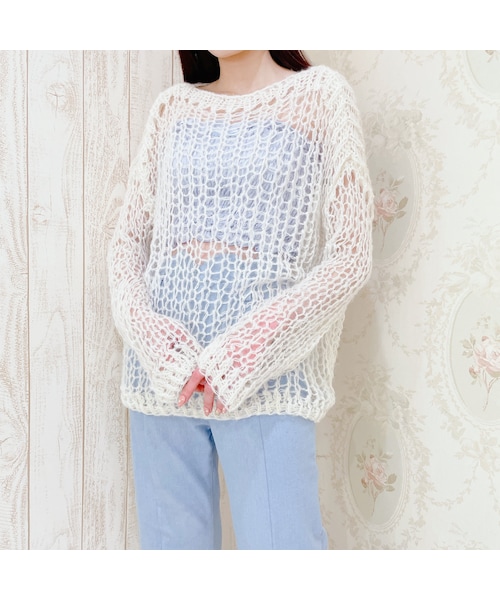 lilLilly（リルリリー）の「【12/3 12:00先行発売】ホログラムルーズニット（トップス・レディース・WHITE/PINK/BLUE/BLACK）」の6枚目の写真