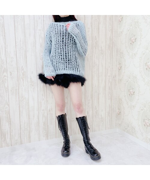 lilLilly（リルリリー）の「【12/3 12:00先行発売】ホログラムルーズニット（トップス・レディース・WHITE/PINK/BLUE/BLACK）」の14枚目の写真