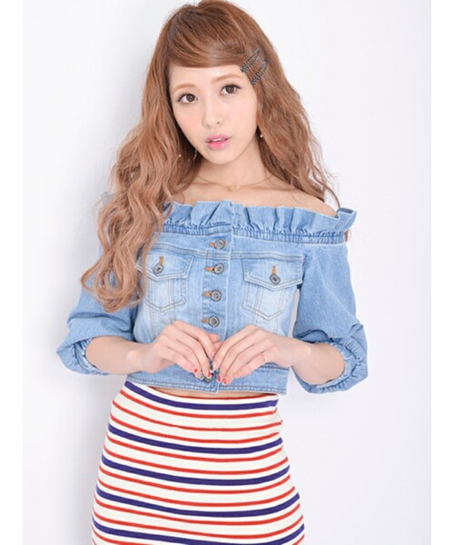 MICOAMERI ミコアメリ デニムジャケット オフショルダー MiCOAMERi ミコアメリ オフショル デニム Gジャン MICOAMERI
