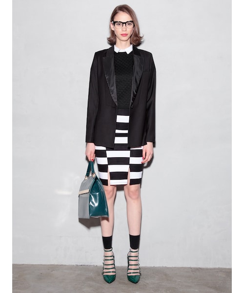 MURUA（ムルーア）の「【FEMININE】ジャガードカラーTOPS（トップス・レディース・ホワイト/グレー/ブラック・1/2）」の5枚目の写真