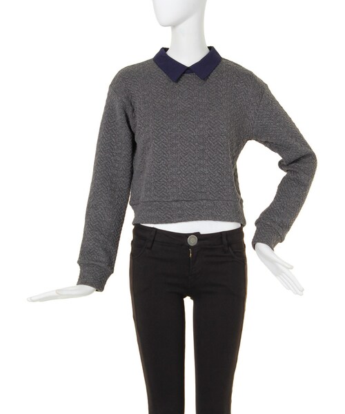 MURUA（ムルーア）の「【FEMININE】ジャガードカラーTOPS（トップス・レディース・ホワイト/グレー/ブラック・1/2）」の3枚目の写真