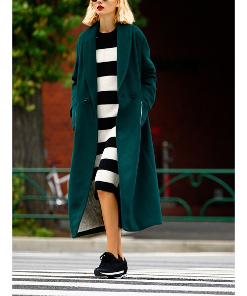 MURUA（ムルーア）の「【CASUAL】スタンドネックロングニットOP（ワンピース/ドレス・レディース・ブラック/グリーン/ネイビー/ミックス・1/2）」の7枚目の写真