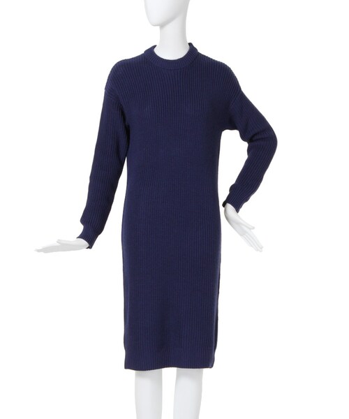 MURUA（ムルーア）の「【CASUAL】スタンドネックロングニットOP（ワンピース/ドレス・レディース・ブラック/グリーン/ネイビー/ミックス・1/2）」の3枚目の写真