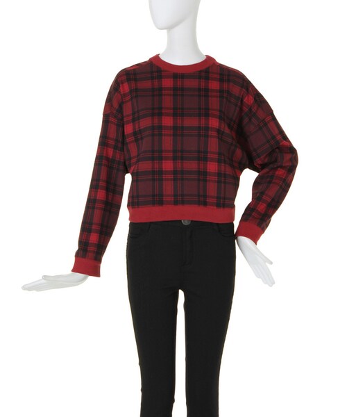 MURUA（ムルーア）の「【CASUAL】チェックスウェットＰＯ（トップス・レディース・レッド/グリーン・F）」の2枚目の写真