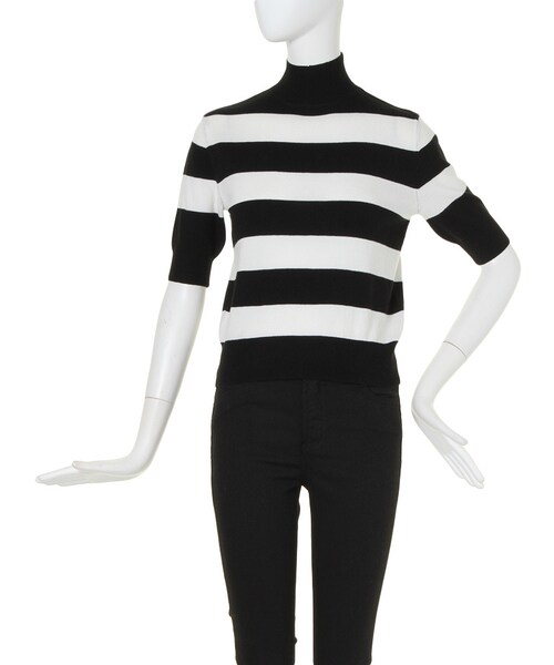 MURUA（ムルーア）の「【CASUAL】ハーフスリーブタートルTOPS（トップス・レディース・ホワイト/ブラック/ミックス・1/2）」の4枚目の写真