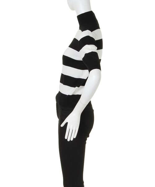 MURUA（ムルーア）の「【CASUAL】ハーフスリーブタートルTOPS（トップス・レディース・ホワイト/ブラック/ミックス・1/2）」の5枚目の写真