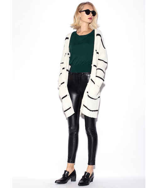 MURUA（ムルーア）の「【CASUAL】リブKNITミディアムカーデ（その他・レディース・ホワイト/ブラック/ミックス・F）」の4枚目の写真