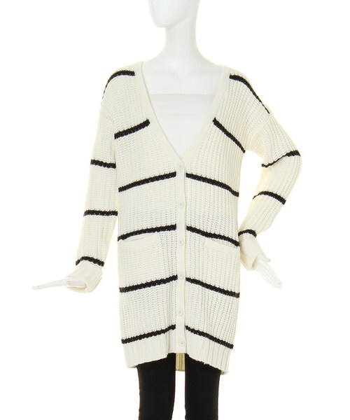 MURUA（ムルーア）の「【CASUAL】リブKNITミディアムカーデ（その他・レディース・ホワイト/ブラック/ミックス・F）」の3枚目の写真