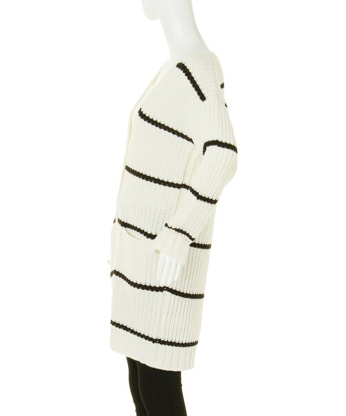 MURUA（ムルーア）の「【CASUAL】リブKNITミディアムカーデ（その他・レディース・ホワイト/ブラック/ミックス・F）」の5枚目の写真