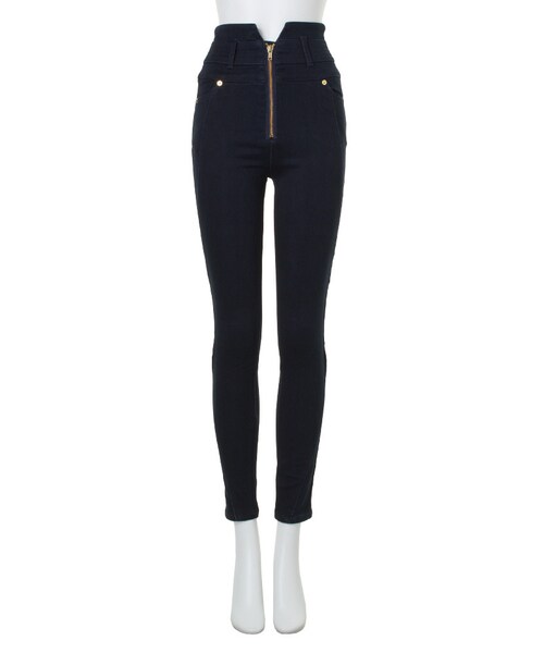 MURUA（ムルーア）の「【BASIC】ZIP切替スキニーPT（パンツ・レディース・ブラック/ブルー/インディゴ・0/1/2/3）」の3枚目の写真