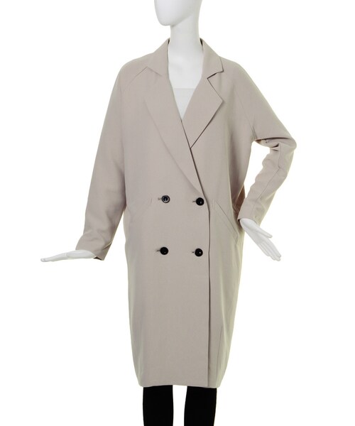 MURUA(ムルーア)の「【CASUAL】ロングラグランダブルコート(ジャケット/アウター・レディース・ブラック/グリーン/ベージュ/ミックス・1/2)」の2枚目の写真