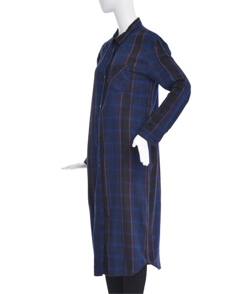 MURUA（ムルーア）の「【CASUAL】ナローラインチェックロングSH（トップス・レディース・グリーン/パープル・F）」の10枚目の写真