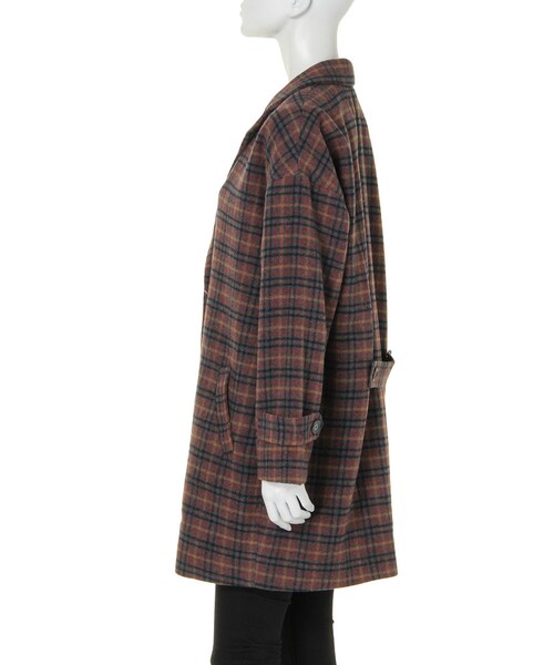 Ungrid（アングリッド）の「【Casual】チェックチェスターコート（ジャケット/アウター・レディース・ネイビー/ブラウン・S/M）」の4枚目の写真