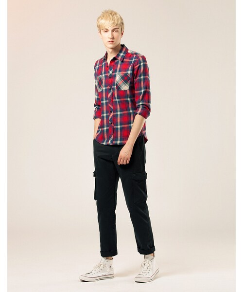 LOVFEE（ラッフィ）の「Le gentle 質感簡約素面工作長褲（パンツ・メンズ・丈青/卡其・S/M/L）」の4枚目の写真