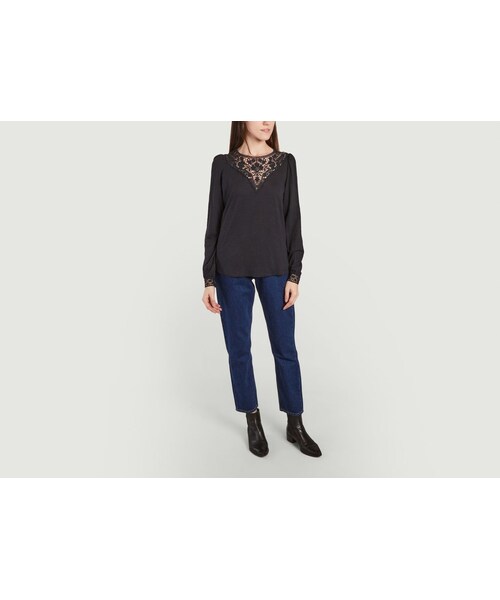 SWILDENS（スウィルデンズ）の「T-shirt manches longues avec guipure Eyes（その他・Noir・XS/S/M/L）」の4枚目の写真