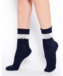 American Apparel | American Apparel Girly Lace Socks - Navy and white(レッグウェア)