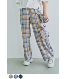 サイドフリルチェックパンツ