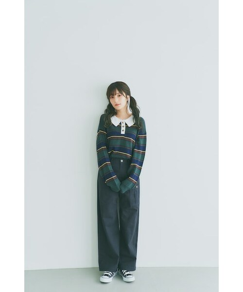 Boka nii（ボカニー）の「バックロゴチノパンツ（チノパンツ・レディース・ベージュ/ネイビー・F）」の2枚目の写真