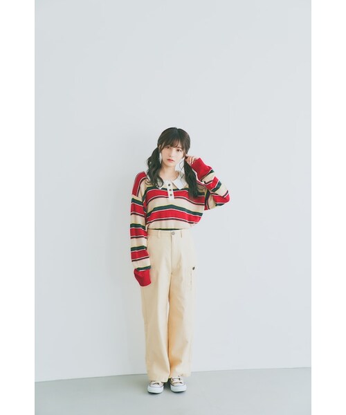 Boka nii（ボカニー）の「バックロゴチノパンツ（チノパンツ・レディース・ベージュ/ネイビー・F）」の3枚目の写真