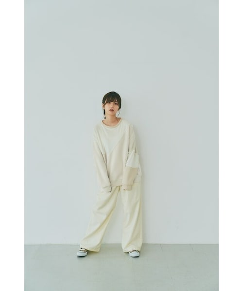 Boka nii(ボカニー)の「ワンポイントロゴパンツ(スウェットパンツ・レディース・ブラック/クリーム・F)」の2枚目の写真