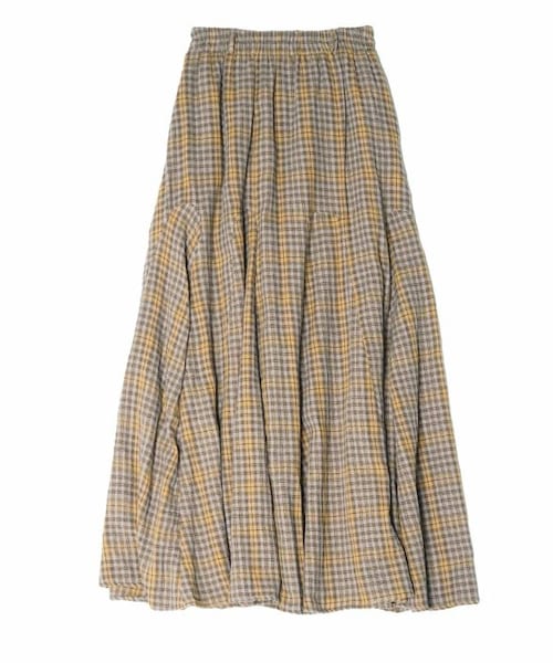 Crisp（クリスプ）の「ヘムフレアチェックスカート[c2k2906]（スカート・レディース・ブラウン/グレー・FREE）」の3枚目の写真