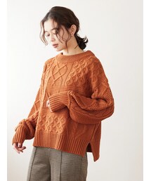 Green　Parks | ・SUGAR SPOON パッチワークケーブルニット(トップス)