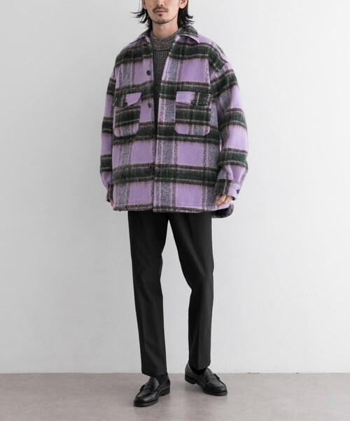 URBAN RESEARCH ID(アーバンリサーチ アイディー)の「URBAN RESEARCH iD 格紋CPO夾克(ジャケット/アウター・メンズ・紫色/駝色・M/L)」の7枚目の写真