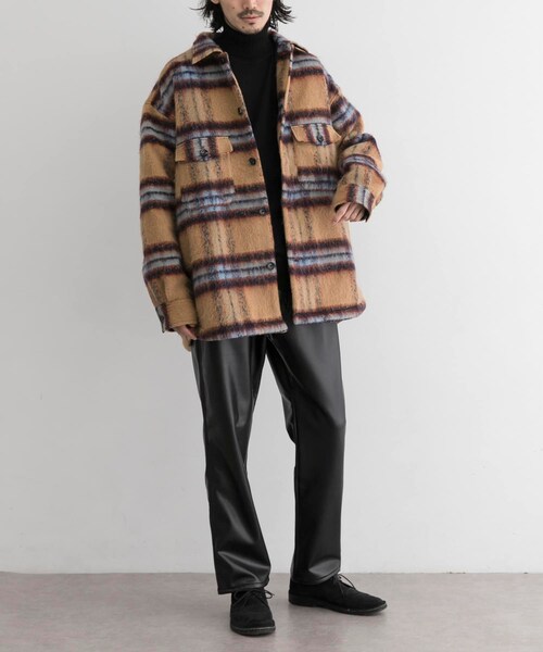 URBAN RESEARCH ID(アーバンリサーチ アイディー)の「URBAN RESEARCH iD 格紋CPO夾克(ジャケット/アウター・メンズ・紫色/駝色・M/L)」の3枚目の写真
