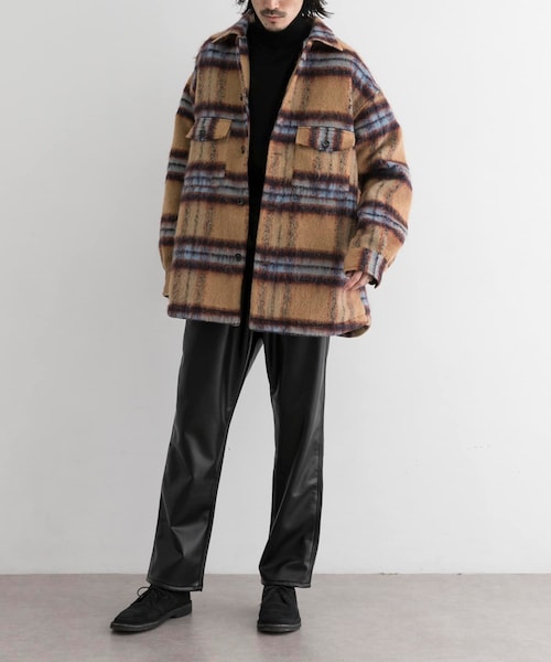 URBAN RESEARCH ID(アーバンリサーチ アイディー)の「URBAN RESEARCH iD 格紋CPO夾克(ジャケット/アウター・メンズ・紫色/駝色・M/L)」の4枚目の写真