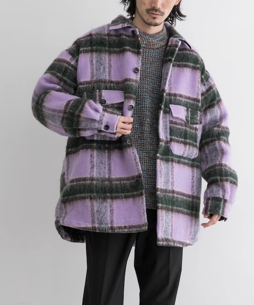 URBAN RESEARCH ID(アーバンリサーチ アイディー)の「URBAN RESEARCH iD 格紋CPO夾克(ジャケット/アウター・メンズ・紫色/駝色・M/L)」の5枚目の写真