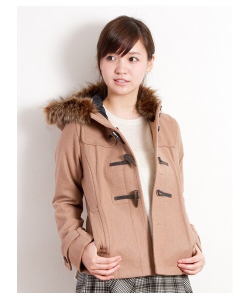 earth music&ecology（アースミュージックアンドエコロジー）の「【フルフルダッフル】10カラーダッフルコート（コート　・レディース・杢ダークグレー/ブラック/ピンク/ダークレッド/キャメル/マスタード/ブルーグリーン/サックスブルー/ネイビー/ダークブル・S/M/L）」の13枚目の写真