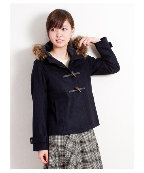 earth music&ecology（アースミュージックアンドエコロジー）の「【フルフルダッフル】10カラーダッフルコート（コート　・レディース・杢ダークグレー/ブラック/ピンク/ダークレッド/キャメル/マスタード/ブルーグリーン/サックスブルー/ネイビー/ダークブル・S/M/L）」の17枚目の写真